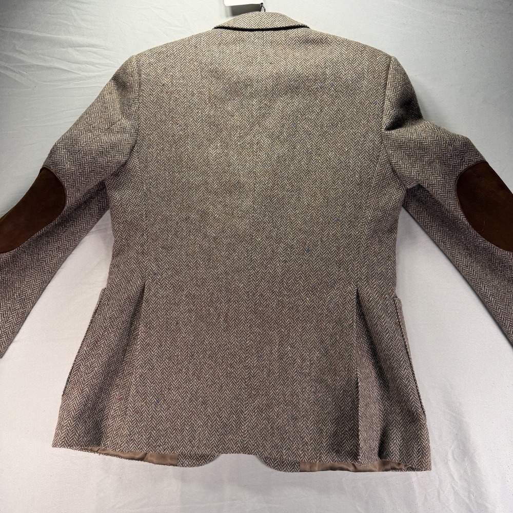 Vintage Herringbone Tweed Wool Blazer Mens 42 Brown Sport Coat Jacket Proffesor - Picture 8 of 13